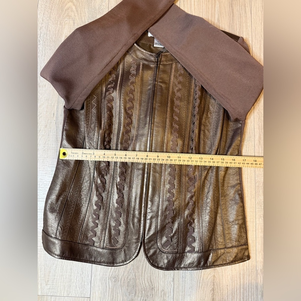 Nygard Collection Petites Brown Leather Panel Zip Jacket Size M (10–12) - Picture 10 of 12